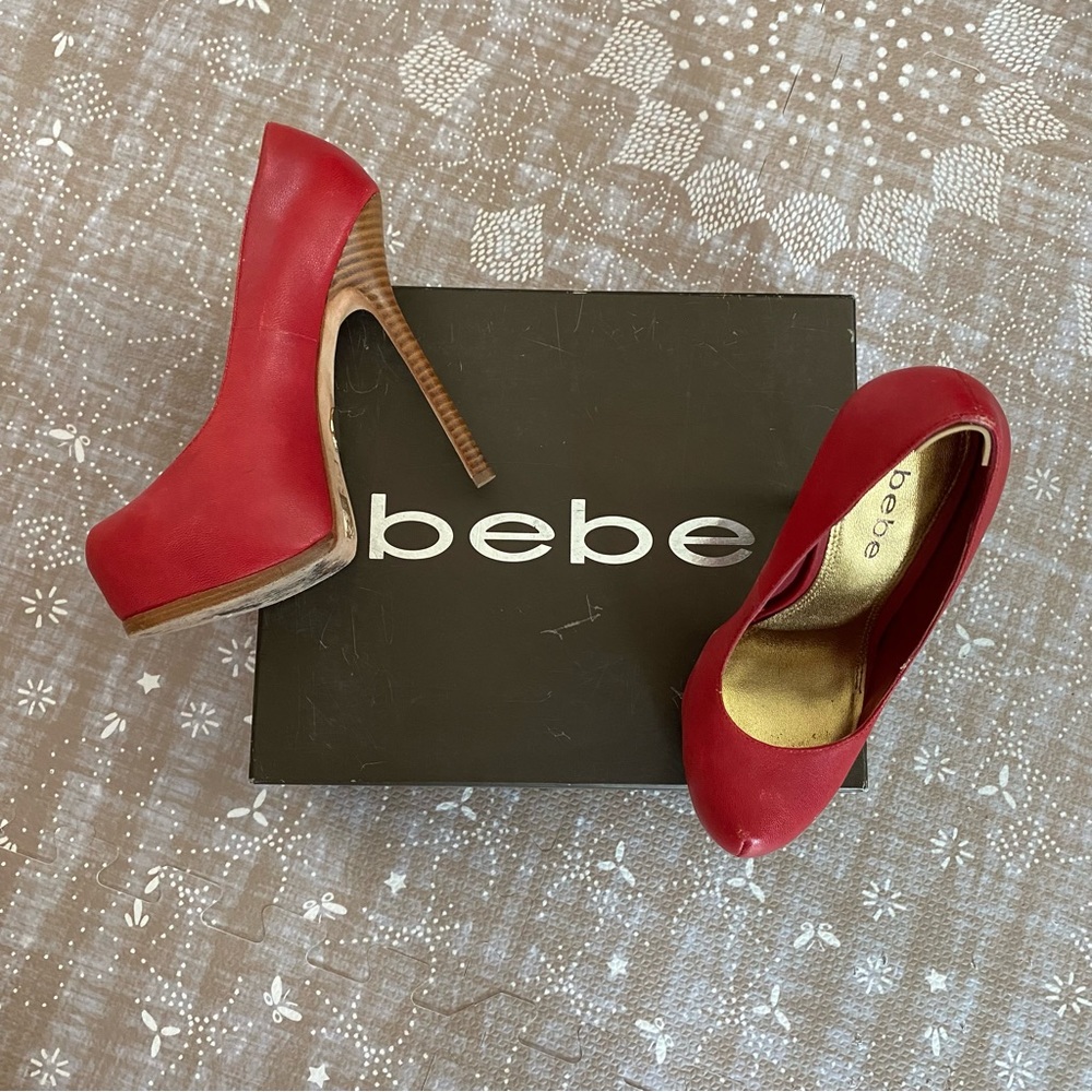 BEBE Red Platform Heels